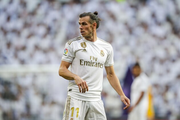 MADRID, SPAIN - AUGUST 24: Gareth Bale of Real Madrid during the La Liga Santander  match between Real Madrid v Real Valladolid at the Santiago Bernabeu on August 24, 2019 in Madrid Spain (Photo by David S. Bustamante/Soccrates/Getty Images)