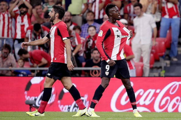 BILBAO, SPAIN - AUGUST 30: Inaki Williams of Athletic Bilbao celebrates during the La Liga Santander  match between Athletic Bilbao v Real Sociedad at the Estadio San Mames on August 30, 2019 in Bilbao Spain (Photo by David S. Bustamante/Soccrates/Getty Images)