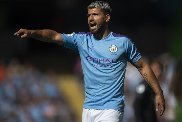 MANCHESTER, ENGLAND - AUGUST 31: Sergio Aguero of Manchester City during the Premier League match between Manchester City and Brighton & Hove Albion at Etihad Stadium on August 31, 2019 in Manchester, United Kingdom. (Photo by Visionhaus/Getty Images)