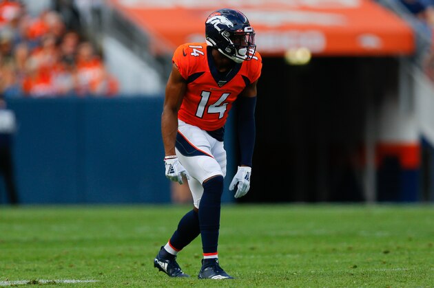 DENVER, CO - AUGUST 19:  Wide receiver Courtland Sutton #14 of the Denver Broncos in action against the San Francisco 49ers during a preseason game at Broncos Stadium at Mile High on August 19, 2019 in Denver, Colorado. (Photo by Justin Edmonds/Getty Images)