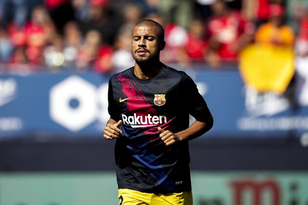 PAMPLONA, SPAIN - AUGUST 31: Rafinha of FC Barcelona during the La Liga Santander  match between Osasuna v FC Barcelona at the Estadio El Sadar on August 31, 2019 in Pamplona Spain (Photo by David S. Bustamante/Soccrates/Getty Images)
