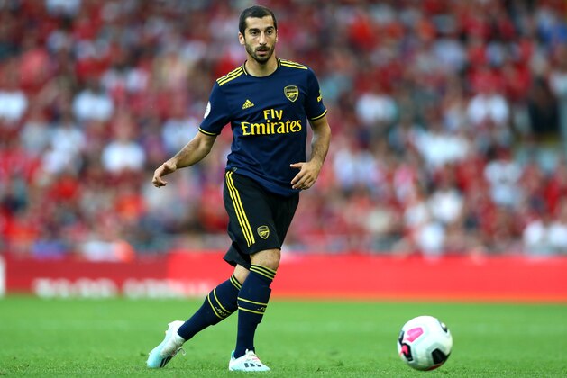 LIVERPOOL, ENGLAND - AUGUST 24: Henrikh Mkhitaryan of Arsenal during the Premier League match between Liverpool FC and Arsenal FC at Anfield on August 24, 2019 in Liverpool, United Kingdom. (Photo by Chloe Knott - Danehouse/Getty Images)