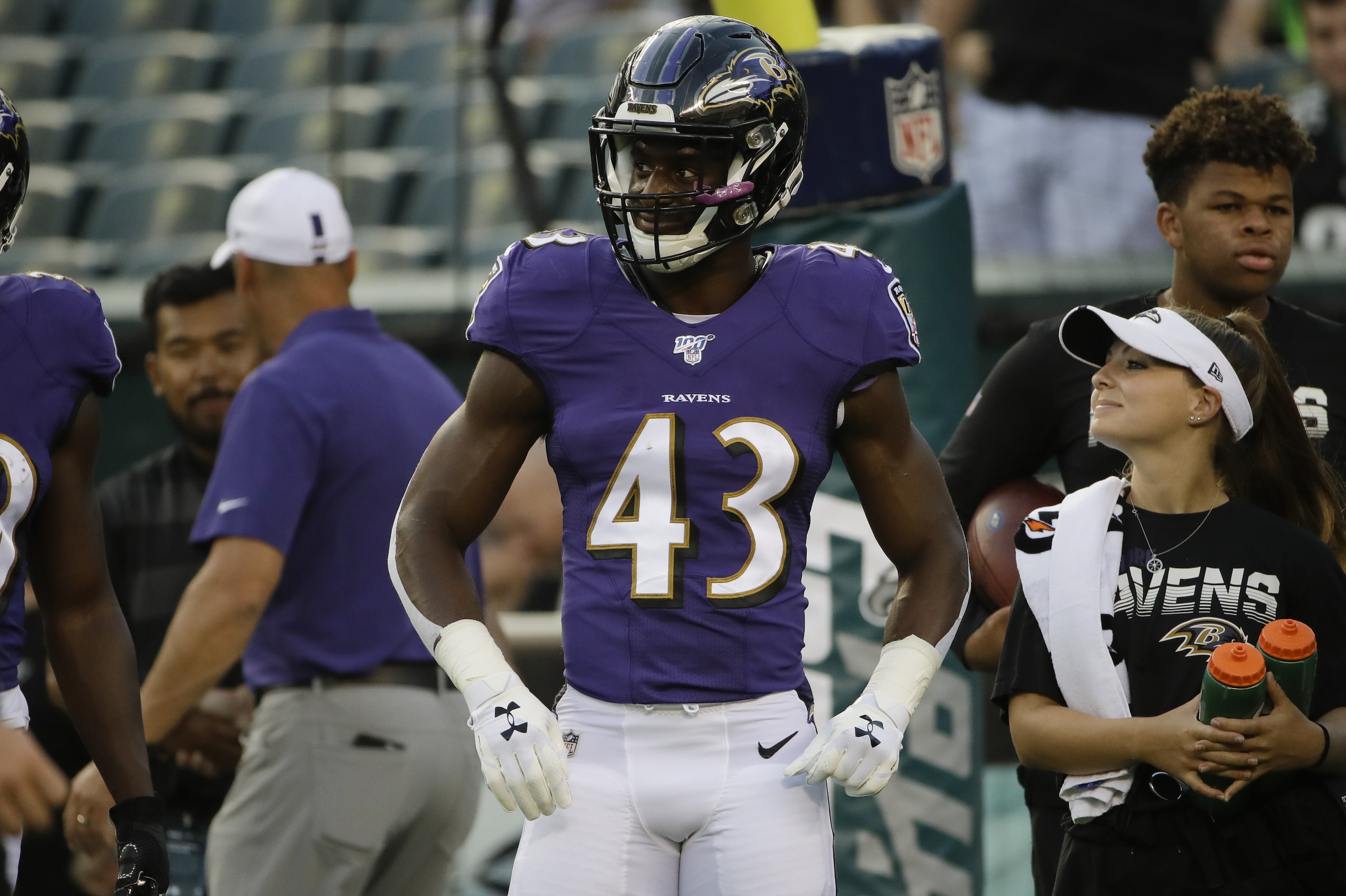 Baltimore Ravens' Justice Hill in action before a preseason NFL football game against the Philadelphia Eagles, Thursday, Aug. 22, 2019, in Philadelphia. (AP Photo/Matt Rourke)