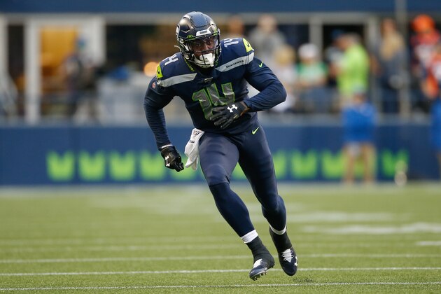 SEATTLE, WA - AUGUST 08:  Wide receiver DK Metcalf #14 of the Seattle Seahawks runs a pass route against the Denver Broncos at CenturyLink Field on August 8, 2019 in Seattle, Washington.  (Photo by Otto Greule Jr/Getty Images)