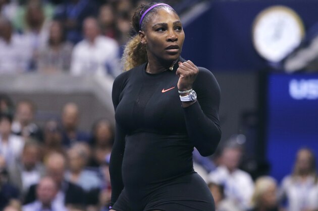 Serena Williams, of the United States, clenches her fist after defeating Qiang Wang, of China, during the quarterfinals of the U.S. Open tennis tournament Tuesday, Sept. 3, 2019, in New York. Williams won 6-1, 6-0. (AP Photo/Charles Krupa)