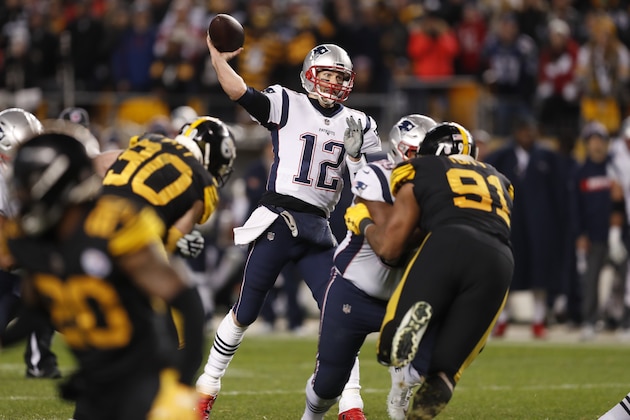 New England Patriots quarterback Tom Brady (12) throws a pass during the second half of an NFL football game against the Pittsburgh Steelers in Pittsburgh, Sunday, Dec. 16, 2018. The Steelers won 17-10. (AP Photo/Keith Srakocic)