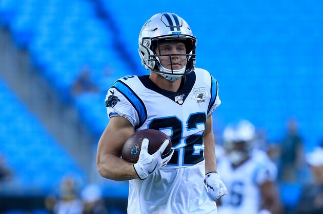 CHARLOTTE, NORTH CAROLINA - AUGUST 29: Christian McCaffrey #22 of the Carolina Panthers warms up before their game against the Pittsburgh Steelers at Bank of America Stadium on August 29, 2019 in Charlotte, North Carolina. (Photo by Streeter Lecka/Getty Images)