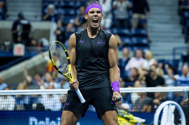 NEW YORK, NEW YORK - SEPTEMBER 04: Rafael Nadal of Spain celebrates his victory in his Men's Singles quarterfinals match against Diego Schwartzman of Argentina on day ten of the 2019 US Open at the USTA Billie Jean King National Tennis Center on September 04, 2019 in Queens borough of New York City. (Photo by Chaz Niell/Getty Images)