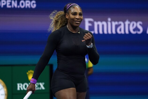 Serena Williams of the US celebrates her victory over Elina Svitolina of Ukraine during their Singles Women's Semi-finals match at the 2019 US Open at the USTA Billie Jean King National Tennis Center in New York on September 5, 2019. (Photo by TIMOTHY A. CLARY / AFP)        (Photo credit should read TIMOTHY A. CLARY/AFP/Getty Images)