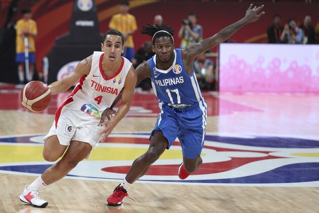 BEIJING, CHINA - SEPTEMBER 06: Omar Abada #4 of the Tunisia National Team in action against the Philippines National Team during the classification round of 2019 FIBA World Cup at on September 6, 2019 in Beijing, China. (Photo by Fred Lee/Getty Images) BEIJING, CHINA - SEPTEMBER 06: Omar Abada #4 of the Tunisia National Team in action against the Philippines National Team during the classification round of 2019 FIBA World Cup at on September 6, 2019 in Beijing, China. (Photo by Fred Lee/Getty Images)