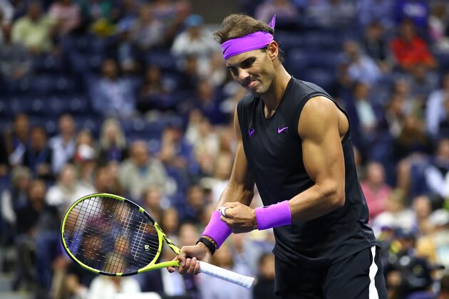 NEW YORK, NEW YORK - SEPTEMBER 06: Rafael Nadal of Spain  shows his frustration during his Men's Singles semi-final match against Matteo Berrettini of Italy on day twelve of the 2019 US Open at the USTA Billie Jean King National Tennis Center on September 06, 2019 in Queens borough of New York City.   (Photo by Clive Brunskill/Getty Images)