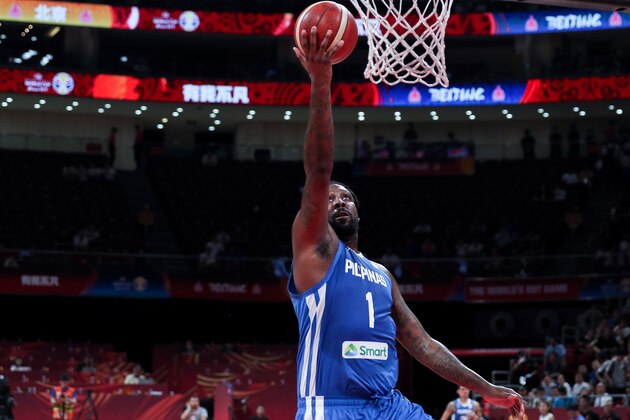 BEIJING, CHINA - SEPTEMBER 06: Andray Blatche #1 of the Philippines National Team in action against the Tunisia National Team during the classification round of 2019 FIBA World Cup on September 6, 2019 in Beijing, China. (Photo by Xinyu Cui/Getty Images)
