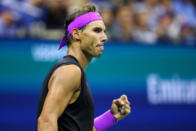 NEW YORK, NEW YORK - SEPTEMBER 06: Rafael Nadal of Spain celebrates a point during his Men's Singles semi-final match against Matteo Berrettini of Italy on day twelve of the 2019 US Open at the USTA Billie Jean King National Tennis Center on September 06, 2019 in Queens borough of New York City.   (Photo by Clive Brunskill/Getty Images)