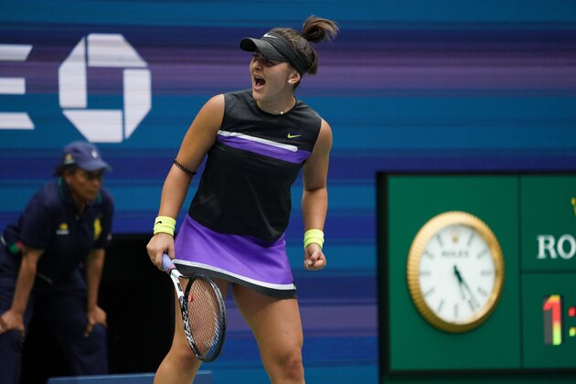 Bianca Andreescu of Canada plays against Serena Williams of the US during the Women's Singles Finals match at the 2019 US Open at the USTA Billie Jean King National Tennis Center in New York on September 7, 2019. (Photo by TIMOTHY A. CLARY / AFP) (Photo credit should read TIMOTHY A. CLARY/AFP/Getty Images) Bianca Andreescu of Canada plays against Serena Williams of the US during the Women's Singles Finals match at the 2019 US Open at the USTA Billie Jean King National Tennis Center in New York on September 7, 2019. (Photo by TIMOTHY A. CLARY / AFP) (Photo credit should read TIMOTHY A. CLARY/AFP/Getty Images)