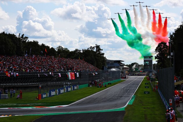 MONZA, ITALY - SEPTEMBER 08: An aeronautical display is seen before the F1 Grand Prix of Italy at Autodromo di Monza on September 08, 2019 in Monza, Italy. (Photo by Dan Istitene/Getty Images)