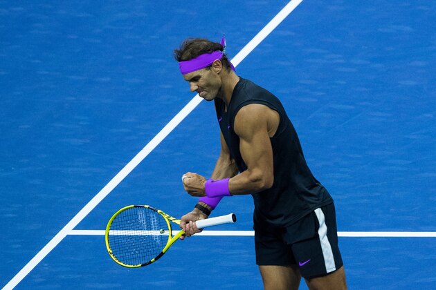 NEW YORK, NEW YORK - SEPTEMBER 06: Rafael Nadal of Spain reacts to a missed point during his Men's Singles semi-final match against Matteo Berrettini of Italyon day twelve of the 2019 US Open at the USTA Billie Jean King National Tennis Center on September 06, 2019 in Queens borough of New York City. (Photo by Chaz Niell/Getty Images)