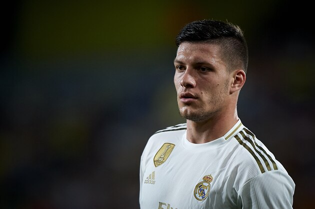 VILLAREAL, SPAIN - SEPTEMBER 01: Luka Jovic of Real Madrid looks on during the Liga match between Villarreal CF and Real Madrid CF at Estadio de la Ceramica on September 1, 2019 in Villareal, Spain. (Photo by Pablo Morano/MB Media/Getty Images)
