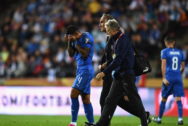 TAMPERE, FINLAND - SEPTEMBER 08:  Emerson of Italy reacts during the UEFA Euro 2020 qualifier between Italy and Finland at Tampere stadium (Ratina stadium) on September 8, 2019 in Tampere, Finland.  (Photo by Claudio Villa/Getty Images)
