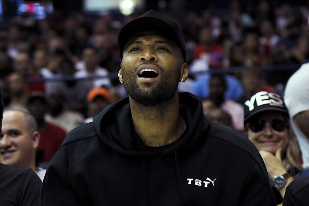 CHICAGO, ILLINOIS - AUGUST 03:  DeMarcus Cousins looks on during the game between the Enemies and Power during week seven of the BIG3 three on three basketball league at Allstate Arena on August 03, 2019 in Chicago, Illinois. (Photo by Stacy Revere/BIG3 via Getty Images)