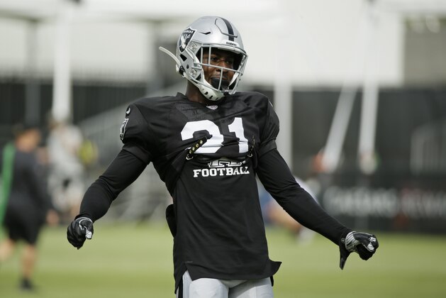 Oakland Raiders cornerback Gareon Conley takes part in a drill during NFL football training camp Monday, July 29, 2019, in Napa, Calif. (AP Photo/Eric Risberg)