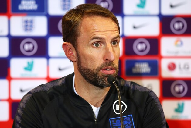 SOUTHAMPTON, ENGLAND - SEPTEMBER 09: England Head Coach, Gareth Southgate speaks to the media during an England press conference at St. Mary's Stadium on September 09, 2019 in Southampton, England. (Photo by Julian Finney/Getty Images)