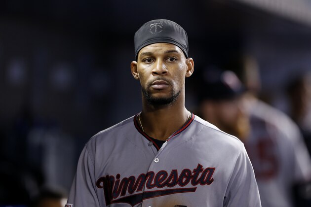 MIAMI, FLORIDA - AUGUST 01:  Byron Buxton #25 of the Minnesota Twins looks on in the dugout against the Miami Marlins at Marlins Park on August 01, 2019 in Miami, Florida. (Photo by Michael Reaves/Getty Images)