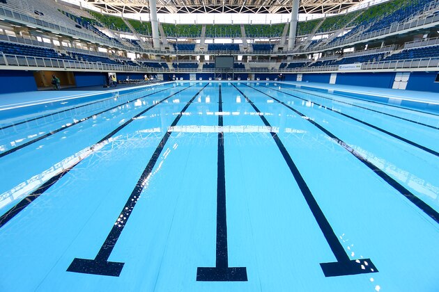 RIO DE JANEIRO, BRAZIL - APRIL 08:  General view of the Olympic Aquatics Stadium during the inauguration which was attended by the President Dilma Rousseff at the Barra Olympic Park on April 8, 2016 in Rio de Janeiro, Brazil.  (Photo by Buda Mendes/Getty Images)