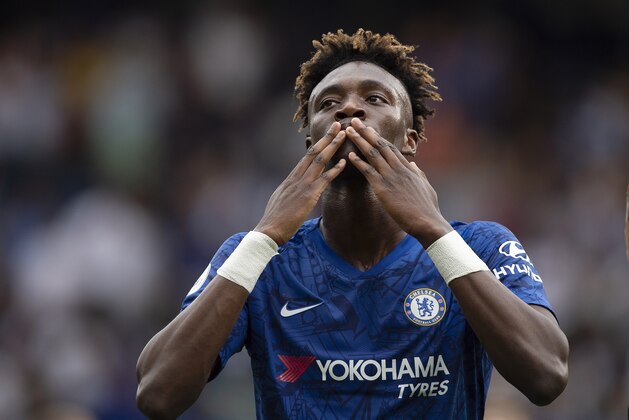LONDON, ENGLAND - AUGUST 31: Tammy Abraham of Chelsea celebrates scoring his second goal during the Premier League match between Chelsea FC and Sheffield United at Stamford Bridge on August 31, 2019 in London, United Kingdom. (Photo by Visionhaus)