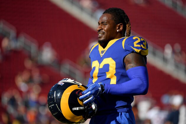 LOS ANGELES, CALIFORNIA - AUGUST 24:   Nickell Robey-Coleman #23 of the Los Angeles Rams before a pre-season game against the Denver Broncos at Los Angeles Memorial Coliseum on August 24, 2019 in Los Angeles, California. (Photo by Harry How/Getty Images)