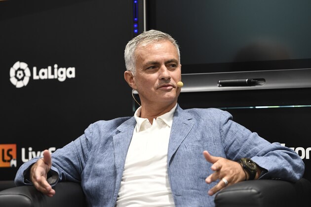 Portuguese football manager Jose Mourinho attends a conference about speed and innovation in football on September 12, 2019 in Madrid. (Photo by PIERRE-PHILIPPE MARCOU / AFP)        (Photo credit should read PIERRE-PHILIPPE MARCOU/AFP/Getty Images)
