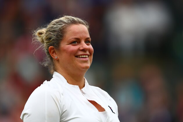 LONDON, ENGLAND - MAY 19: Kim Clijsters of Belgium smiles during the mixed doubles match between John McEnroe of the United States and his partner Kim Clijsters of Belgium and Martina Navratilova of the United States and Jamie Murray of Great Britain during the Wimbledon No. 1 Court Celebration in support of the Wimbledon Foundation at All England Lawn Tennis and Croquet Club on May 19, 2019 in London, England. (Photo by Dan Istitene/Getty Images) LONDON, ENGLAND - MAY 19: Kim Clijsters of Belgium smiles during the mixed doubles match between John McEnroe of the United States and his partner Kim Clijsters of Belgium and Martina Navratilova of the United States and Jamie Murray of Great Britain during the Wimbledon No. 1 Court Celebration in support of the Wimbledon Foundation at All England Lawn Tennis and Croquet Club on May 19, 2019 in London, England. (Photo by Dan Istitene/Getty Images)