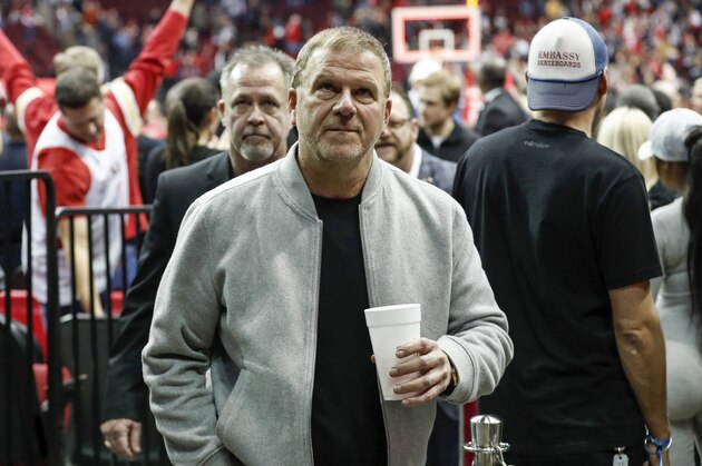 HOUSTON, TX - MARCH 15:  Houston Rockets owner Tilman Fertitta leaves the court after the game against the Phoenix Suns at Toyota Center on March 15, 2019 in Houston, Texas.  NOTE TO USER: User expressly acknowledges and agrees that, by downloading and or using this photograph, User is consenting to the terms and conditions of the Getty Images License Agreement.  (Photo by Tim Warner/Getty Images)
