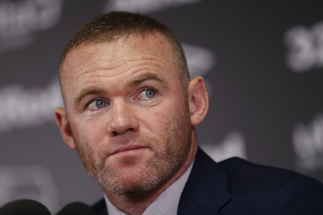DC United midfielder and former England captain Wayne Rooney speaks during a press conference at Pride Park Stadium in Derby on August 6, 2019 after Rooney agreed a deal to become a player-coach. - Former England captain Wayne Rooney is to leave Washington-based DC United after agreeing a deal to become player-coach of English Championship side Derby County. The 33-year-old -- the record goalscorer for both his country and Manchester United -- signed an 18-month contract with the second-tier side, who under Rooney's former England teammate Frank Lampard reached the play-off final last season. (Photo by Darren STAPLES / AFP)        (Photo credit should read DARREN STAPLES/AFP/Getty Images)