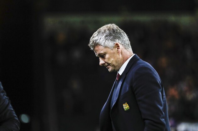 Manchester United's Norwegian manager Ole Gunnar Solskjaer gestures during the English Premier League football match between Southampton and Manchester United at St Mary's Stadium in Southampton, southern England on August 31, 2019. (Photo by Glyn KIRK / AFP) / RESTRICTED TO EDITORIAL USE. No use with unauthorized audio, video, data, fixture lists, club/league logos or 'live' services. Online in-match use limited to 120 images. An additional 40 images may be used in extra time. No video emulation. Social media in-match use limited to 120 images. An additional 40 images may be used in extra time. No use in betting publications, games or single club/league/player publications. /         (Photo credit should read GLYN KIRK/AFP/Getty Images)