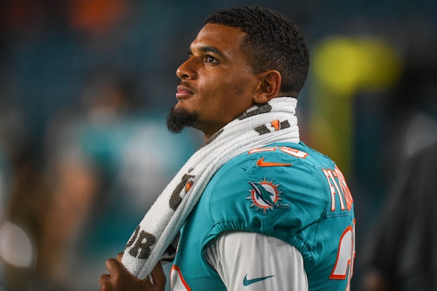 MIAMI, FL - AUGUST 22: Minkah Fitzpatrick #29 of the Miami Dolphins looks on during the preseason game against the Jacksonville Jaguars at Hard Rock Stadium on August 22, 2019 in Miami, Florida. (Photo by Mark Brown/Getty Images)
