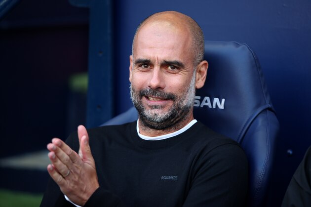 MANCHESTER, ENGLAND - AUGUST 17:  Pep Guardiola, Manager of Manchester City looks on ahead of the Premier League match between Manchester City and Tottenham Hotspur at Etihad Stadium on August 17, 2019 in Manchester, United Kingdom. (Photo by Clive Brunskill/Getty Images)