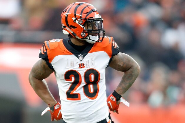 CLEVELAND, OH - DECEMBER 23:  Joe Mixon #28 of the Cincinnati Bengals lines up for a play during the game against the Cleveland Browns at FirstEnergy Stadium on December 23, 2018 in Cleveland, Ohio. (Photo by Kirk Irwin/Getty Images)