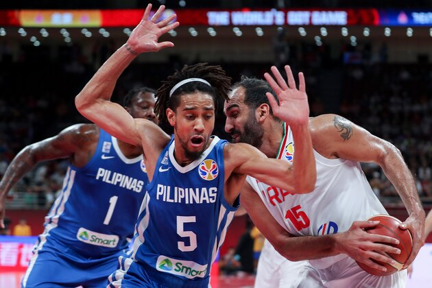 BEIJING, CHINA - SEPTEMBER 08: Hamed Haddadi #15 of the Iran National Team in action against the Philippines National Team during the classification round of 2019 FIBA World Cup on September 8, 2019 in Beijing, China. (Photo by Xinyu Cui/Getty Images)