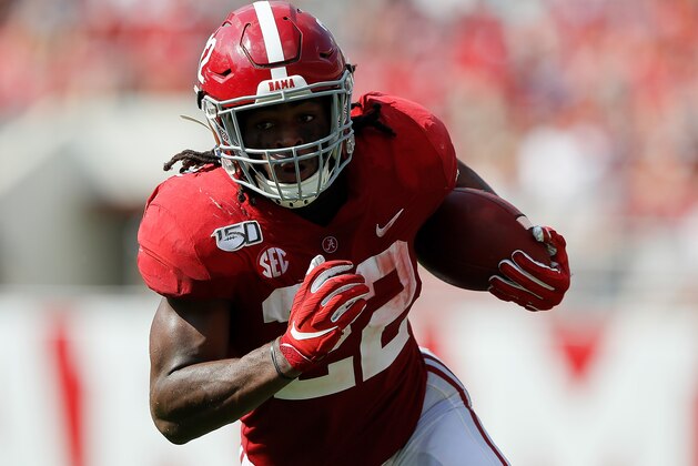 TUSCALOOSA, ALABAMA - SEPTEMBER 07:  Najee Harris #22 of the Alabama Crimson Tide rushes against the New Mexico State Aggies at Bryant-Denny Stadium on September 07, 2019 in Tuscaloosa, Alabama. (Photo by Kevin C. Cox/Getty Images)