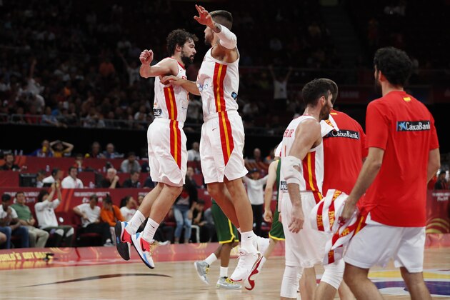 BEIJING, CHINA - SEPTEMBER 13: Marc Gasol #13 of Spain in action during the semi-finals of 2019 FIBA World Cup match between Spain and Australia at Beijing Wukesong Sport Arena on September 13, 2019 in Beijing, China. (Photo by Fred Lee/Getty Images)