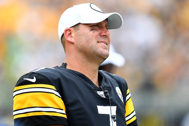 PITTSBURGH, PA - SEPTEMBER 15:  Ben Roethlisberger #7 of the Pittsburgh Steelers looks on during the fourth quarter after being injured against the Seattle Seahawks at Heinz Field on September 15, 2019 in Pittsburgh, Pennsylvania. (Photo by Joe Sargent/Getty Images)