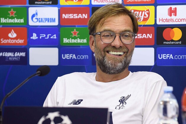 NAPLES, ITALY - SEPTEMBER 16: Jurgen Klopp speaks during a Liverpool Press Conference on September 16, 2019 in Naples, Italy.  (Photo by Ciro Sarpa/Getty Images)