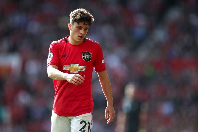 MANCHESTER, ENGLAND - SEPTEMBER 14: Daniel James of Manchester United during the Premier League match between Manchester United and Leicester City at Old Trafford on September 14, 2019 in Manchester, United Kingdom. (Photo by Robbie Jay Barratt - AMA/Getty Images)