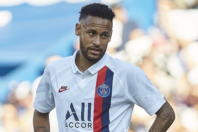 PARIS, FRANCE - SEPTEMBER 14: Neymar Jr of Paris Saint-Germain reacts during the Ligue 1 match between Paris Saint-Germain and RC Strasbourg at Parc des Princes on September 14, 2019 in Paris, France. (Photo by Quality Sport Images/Getty Images)