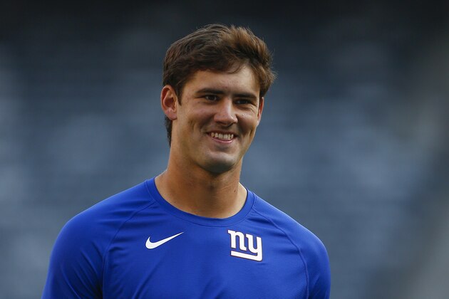 New York Giants quarterback Daniel Jones (8) warms up before an NFL football game against the Chicago Bears, Friday, Aug. 16, 2019, in East Rutherford, N.J. (AP Photo/Adam Hunger) New York Giants quarterback Daniel Jones (8) warms up before an NFL football game against the Chicago Bears, Friday, Aug. 16, 2019, in East Rutherford, N.J. (AP Photo/Adam Hunger)