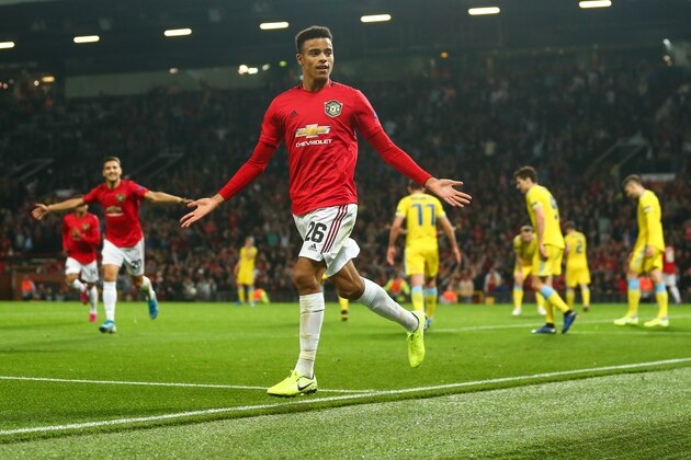 MANCHESTER, ENGLAND - SEPTEMBER 19: Mason Greenwood of Manchester United celebrates after scoring a goal to make it 1-0 during the UEFA Europa League group L match between Manchester United and FK Astana at Old Trafford on September 19, 2019 in Manchester, United Kingdom. (Photo by Robbie Jay Barratt - AMA/Getty Images) MANCHESTER, ENGLAND - SEPTEMBER 19: Mason Greenwood of Manchester United celebrates after scoring a goal to make it 1-0 during the UEFA Europa League group L match between Manchester United and FK Astana at Old Trafford on September 19, 2019 in Manchester, United Kingdom. (Photo by Robbie Jay Barratt - AMA/Getty Images)