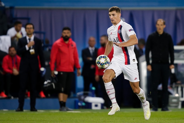 PARIS, FRANCE - SEPTEMBER 18: Thomas Meunier of Paris Saint Germain during the UEFA Champions League  match between Paris Saint Germain v Real Madrid at the Parc des Princes on September 18, 2019 in Paris France (Photo by Erwin Spek/Soccrates/Getty Images)