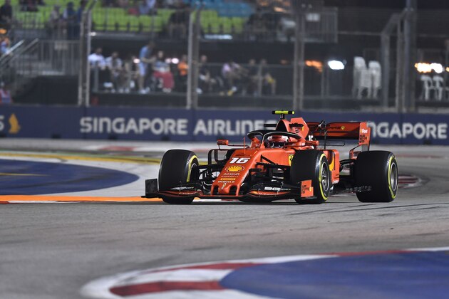 Ferrari's Monegasque driver Charles Leclerc takes part in the second practice session for the Formula One Singapore Grand Prix at the Marina Bay Street Circuit in Singapore on September 20, 2019. (Photo by Mohd RASFAN / AFP)        (Photo credit should read MOHD RASFAN/AFP/Getty Images)