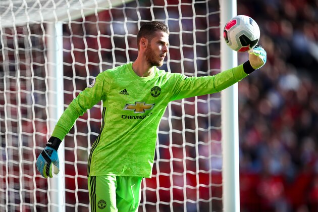 MANCHESTER, ENGLAND - SEPTEMBER 14: David de Gea of Manchester United during the Premier League match between Manchester United and Leicester City at Old Trafford on September 14, 2019 in Manchester, United Kingdom. (Photo by Robbie Jay Barratt - AMA/Getty Images)