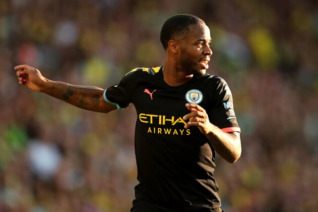 NORWICH, ENGLAND - SEPTEMBER 14: Raheem Sterling of Manchester City during the Premier League match between Norwich City and Manchester City at Carrow Road on September 14, 2019 in Norwich, United Kingdom. (Photo by Marc Atkins/Getty Images)